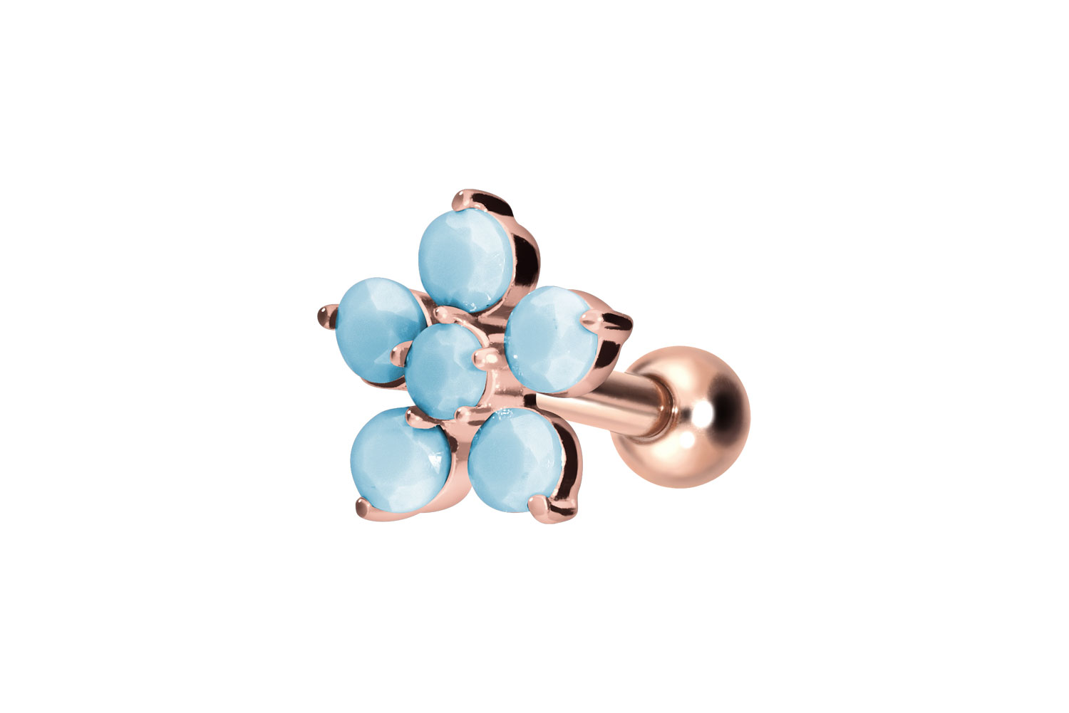 Titan Ohrpiercing mit Innengewinde BLUME + SYNTHETISCHE TÜRKISE